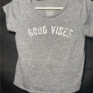 Girls' Gray 'Good Vibes' Short Sleeve Tee